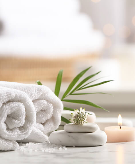 Spa towel and candle